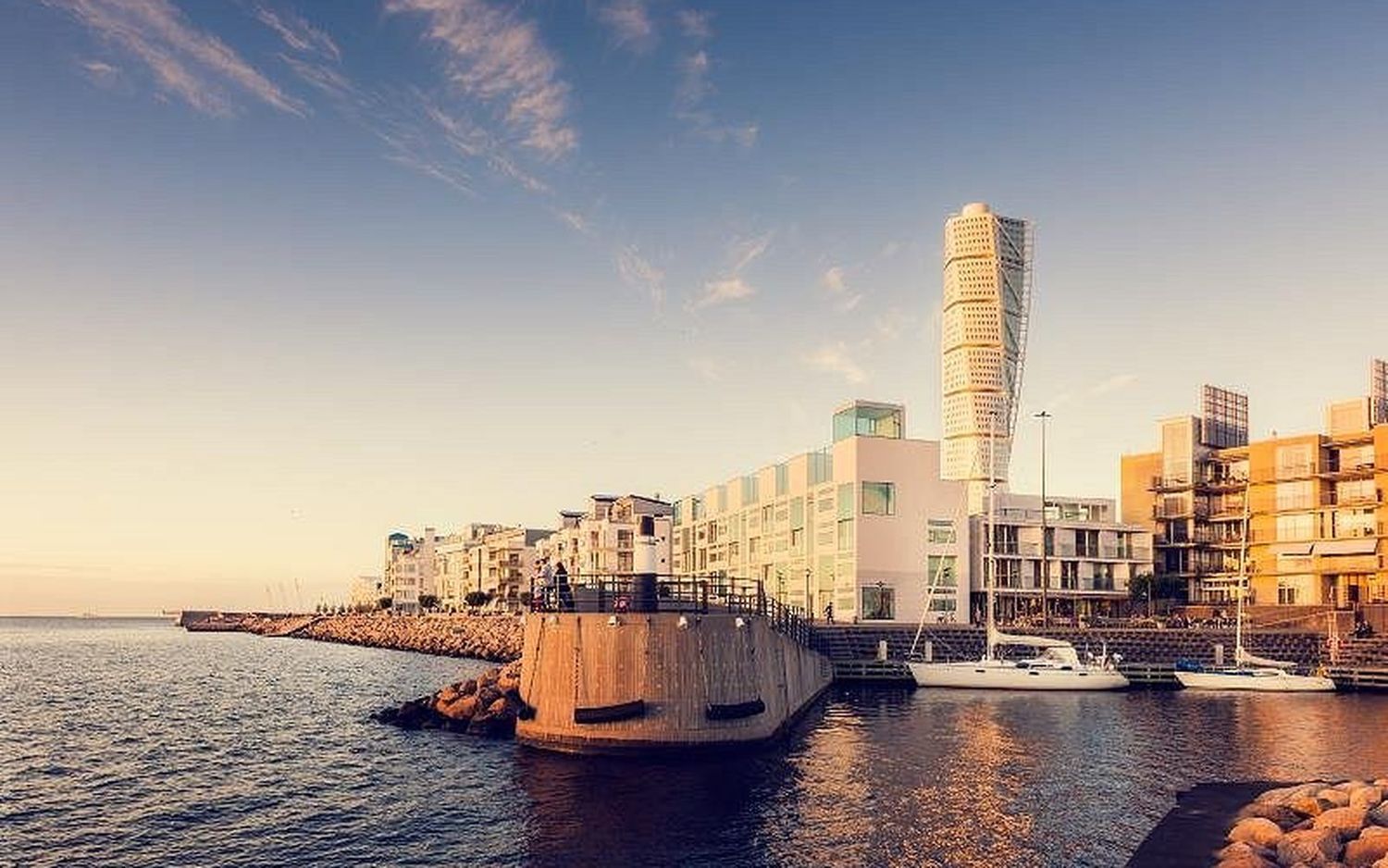 Malmö med Turning Torso och Västra Hamnen